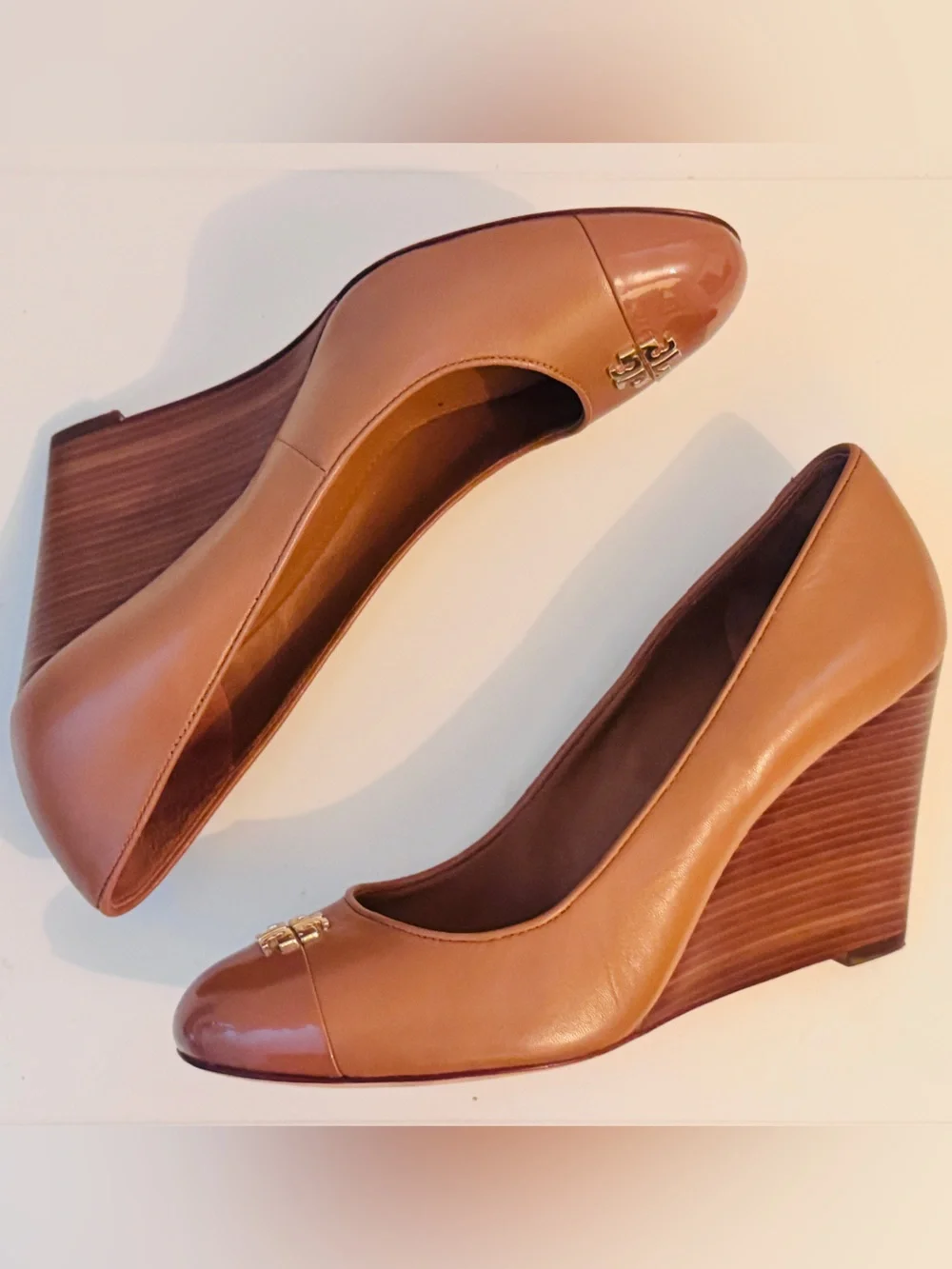 Women's Tan Leather Wedge Pumps - Classic Everyday Heel